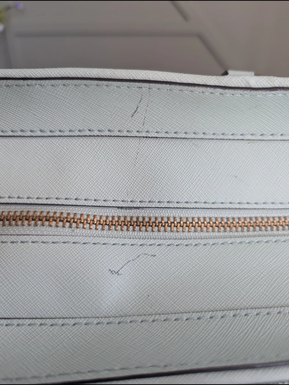 kate spade Light Blue Perforated Leather Tote